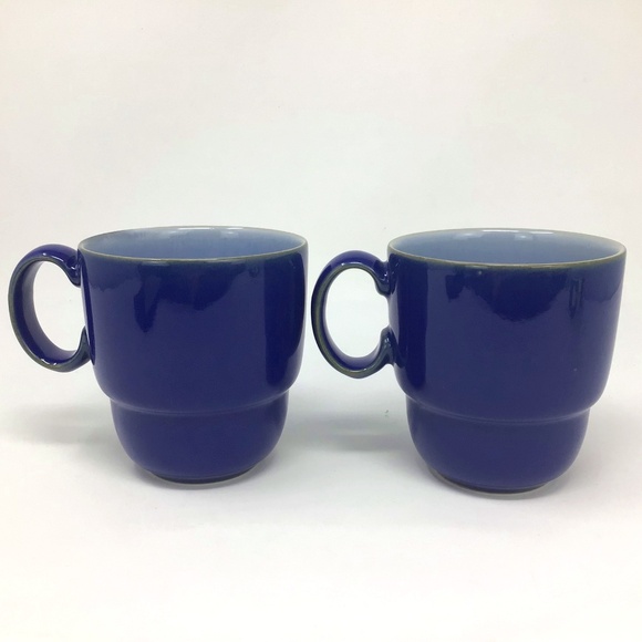 Denby Everyday Stackable Blue Coffee Mugs - Picture 1 of 10